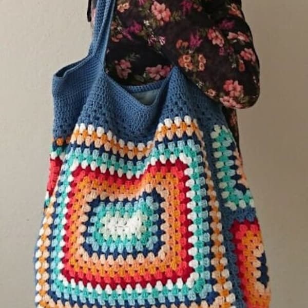 Crochet Bag, Granny Square Bag, Crochet Purse, Crochet tote Bag, Retro Bag, Hippie Bag,Gift for Her, Boho Bag, Vintage Style, Bag For Women