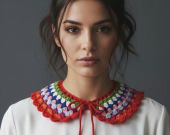Colorful Granny Square Crochet Collar | Handmade Boho Accessory