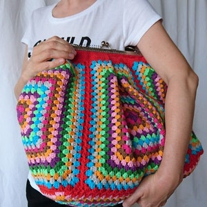 Poppins bag, crochet bag, crochet vintage bag