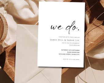 Editable Digital Muslim Wedding, Nikkah, Walimah Invitation Template Neutral, Minimal Aesthetic