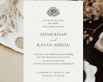 Vintage Editable Digital Muslim Wedding, Nikkah, Walimah Invitation Template, Nikkah, Walimah invitation template