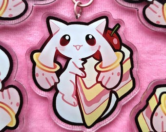 Madoka Magica Kyubey Keychain | Acrylic Charm | 2.5" Double-Sided
