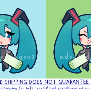 May include: Two cartoon illustrations of a character with teal hair and eyes, holding a green vegetable and a scroll. The background is split, with one side blue and the other green. The text "adoz dragons" is repeated. The image is of a character from a popular anime.