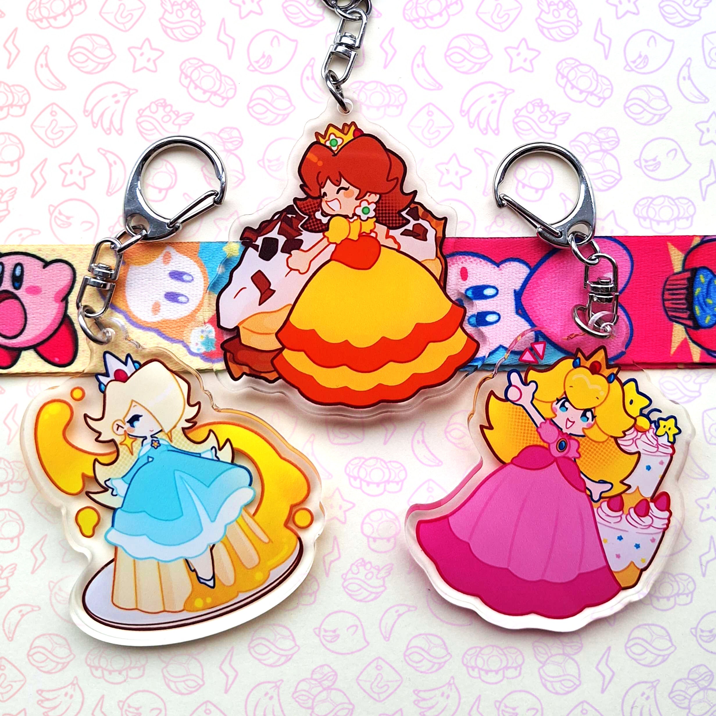 Princess Cartoon Keychain Nintendo Princesses Keychains | Acrylic Charm | 2.5