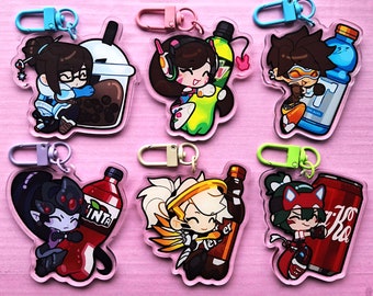 Overwatch Drinks Keychains | Acrylic Charm | 2.5"