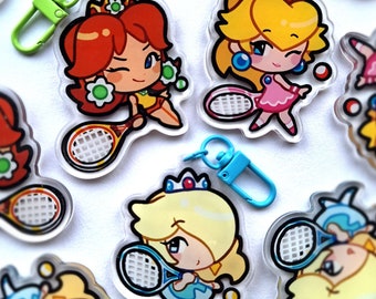Nintendo Tennis Princesses Keychains | Acrylic Charm | 2.5"