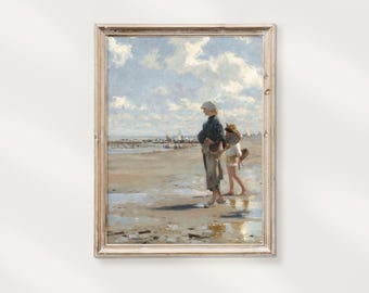 ヴィンテージ沿岸農家の子供部屋絵画印刷可能なアート、子供部屋の壁装飾ポスター、デジタルダウンロード、印刷可能なビーチハウス装飾 #0102