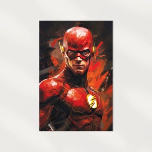 Flash-affisch, Graffiti Mancave-väggkonst, filmaffisch för nedladdning, cool heminredning, serietidningskonstverk, utskrivbar digital målning #0013