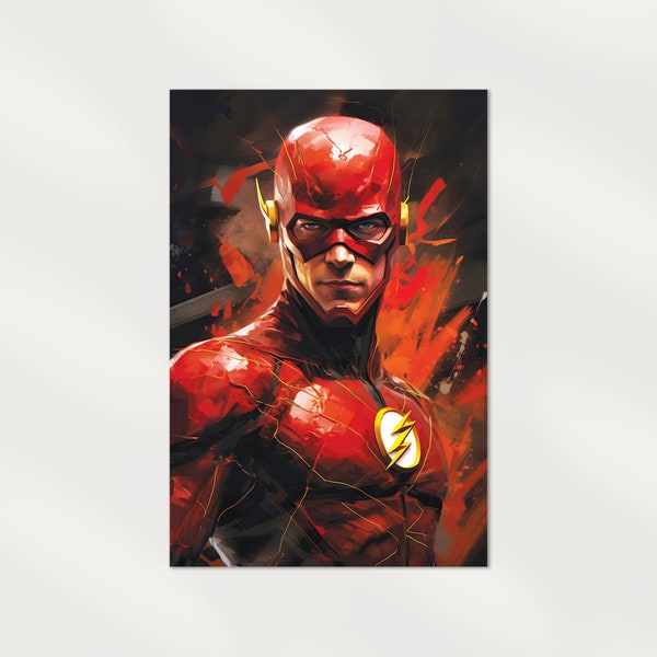 The Flash Poster, Graffiti Mancave Wall Art, Movie Poster Download, Cool Home Decor, Comics Artwork, Printable Digital Painting #0013