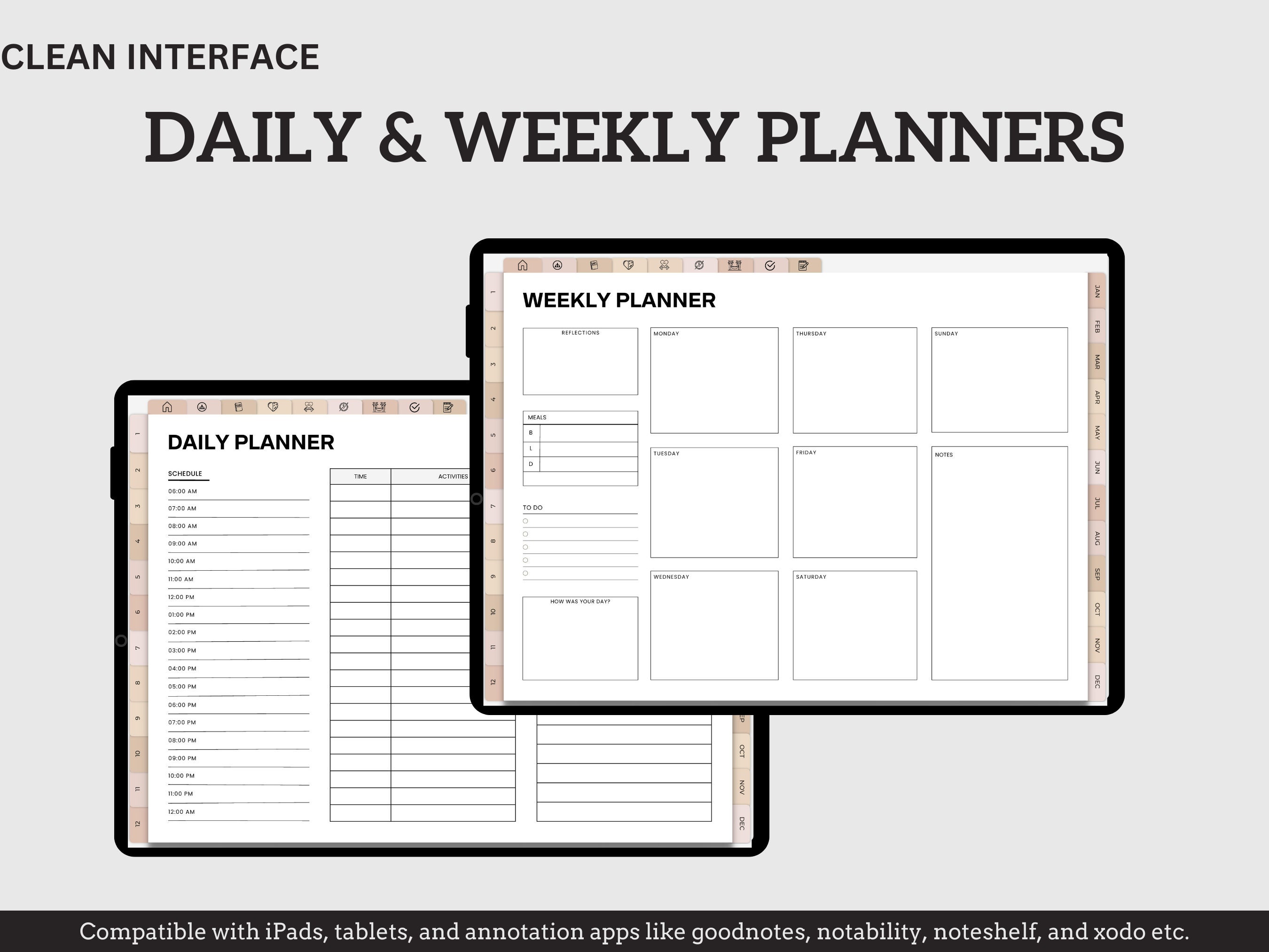ADHD Digital Planner Adults 2024 Goodnotes Hyperlinked Daily Monthly ...