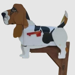 Handcrafted Basset Hound Mailbox, Unique Dog Lover Gift, Dog Mailbox, Basset Hound, Wood Mailbox