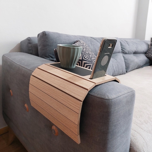 Tablette de bras de canapé en bois 7 couleurs différentes Tablette de bras de canapé, 48x25x1 cm, n'endommage pas le canapé et ne glisse pas