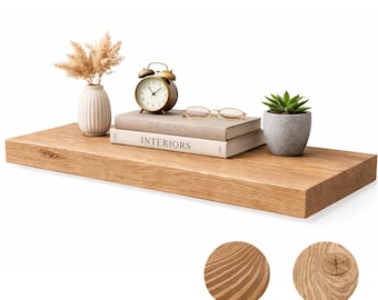 Solid Wood Floating Wall Shelf – Natural Unfinished Rustic Ledge, Paintable, 24" 36" 60" 79" Sizes Floating Shelf for Living Room