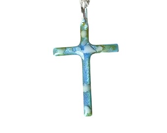 Minimalist Cross Pendant Necklace, Enamel Cross Necklace, Sterling Silver Chain Cross Necklace, Easter, Christmas Gift