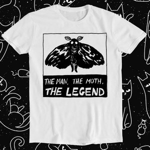 Mothman The Man The Moth The Legend Meme Funny Style Unisex Gamer Cult Movie Music Gift Cool Tee T Shirt 1130