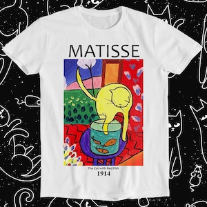 Henri Matisse The Cat with Red Fish T Shirt Funny Art Drawing Gamer Anime Cult Meme Movie Music Gift Tee 1108
