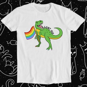 T. Rex Dinosaur Gay LGBT Pride Proud Mutual Unisex Funny Gift Tee T Shirt 816