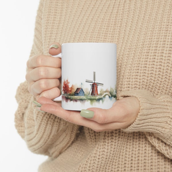 Enchanting Dutch Landscape Ceramic Mug 11oz, Gift Idea, Coffee Mug, Cute Scenary, Holland Mug, Dutch Landscape Mug, Dutch Gift, Netherlands