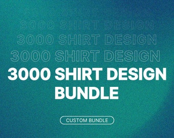 May include: A teal green background with white text that reads "3000 SHIRT DESIGN BUNDLE" and a button that says "CUSTOM BUNDLE". The text "VISTA AI" is at the bottom of the image.