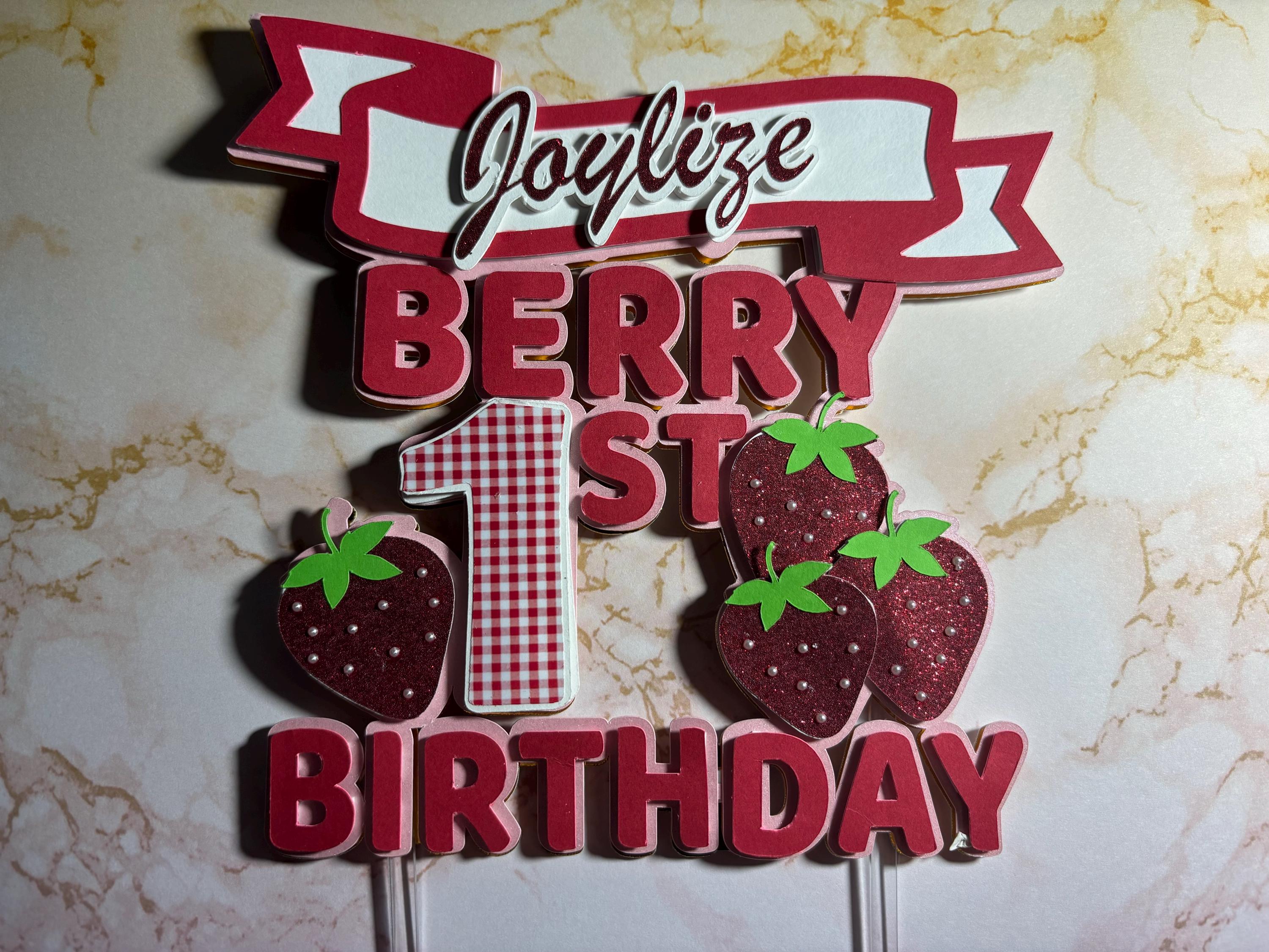 Berry First Birthday Cake Topper | Strawberry Theme Topper | Sweet One ...