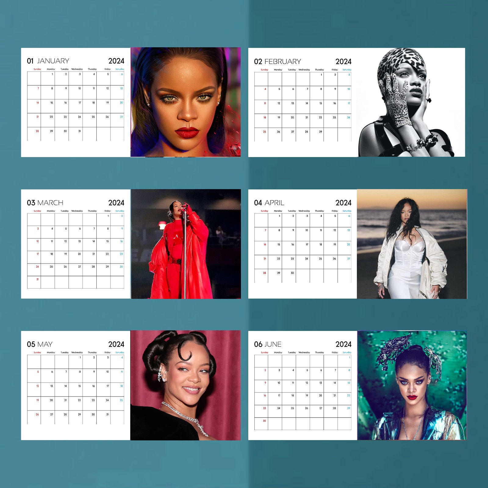 Rihanna Calendar 2024, Celeb Calendar, Rihanna 2024 Celebrity Wall