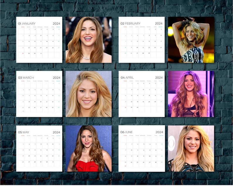Shakira Kalender 2024 Shakira 2024 Promi Wandkalender Etsy Schweiz