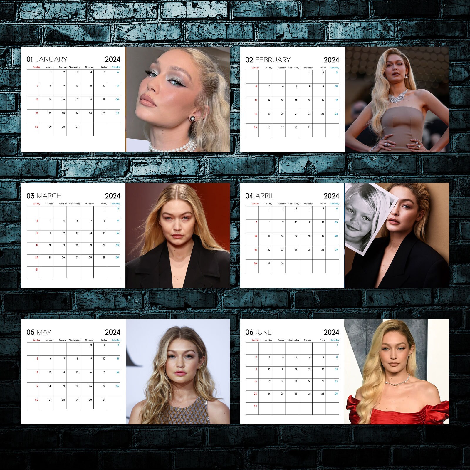 Gigi Hadid Calendar 2025 Celebrity Calendar Gigi Hadid 2025 Wall