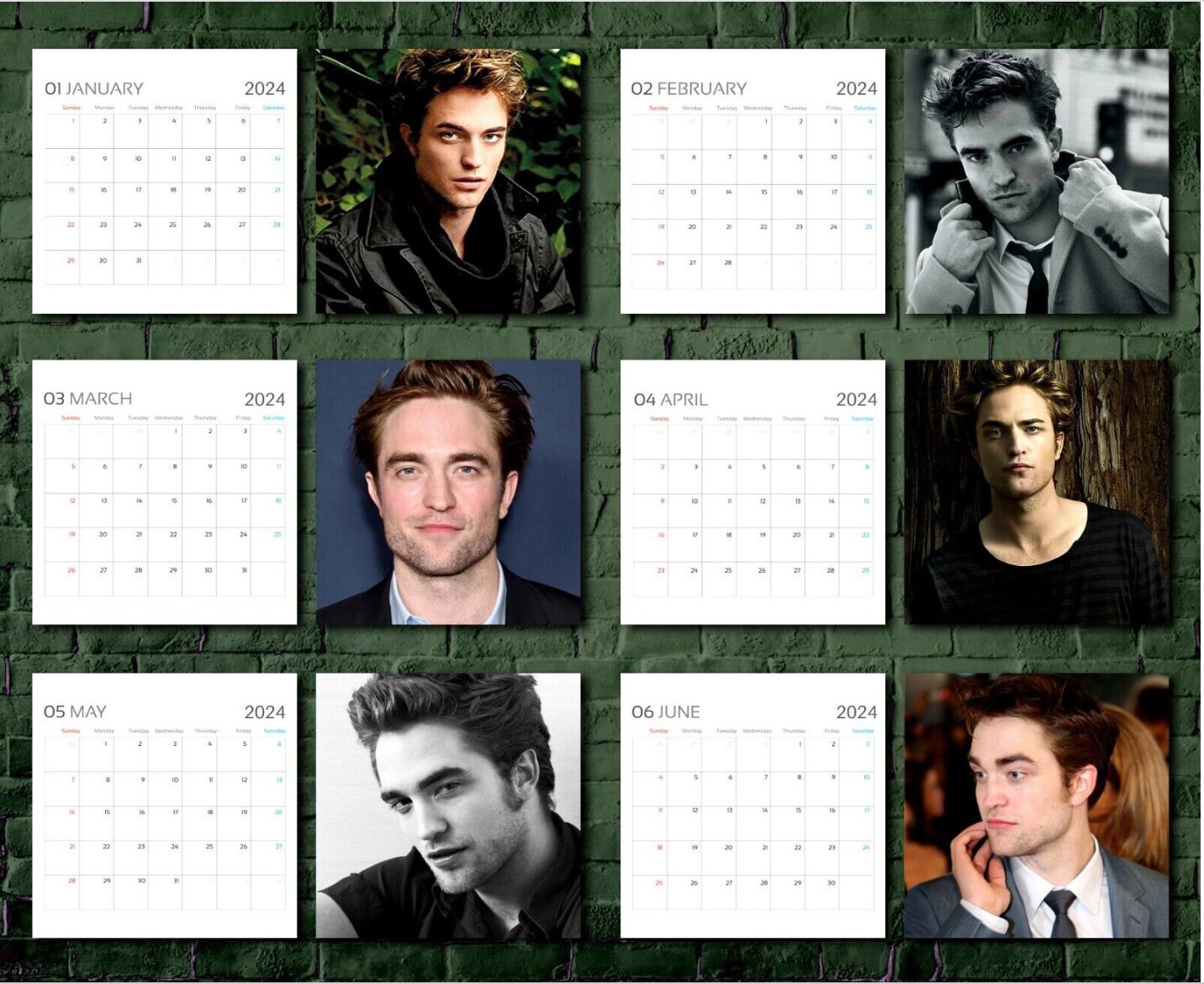Robert Pattinson Calendar 2024 Robert Pattinson 2024 Etsy