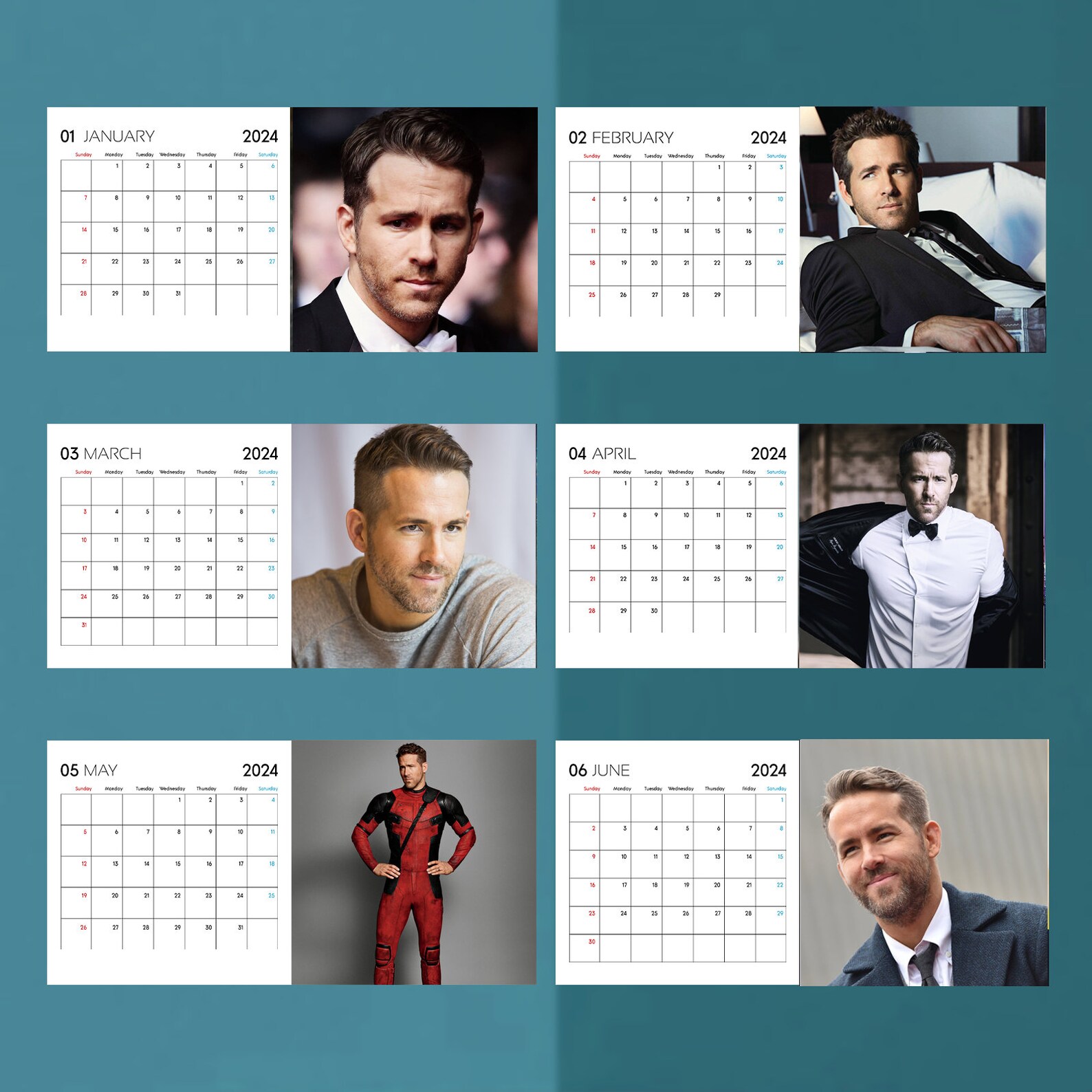 Ryan Reynolds Calendar 2024, Ryan Reynolds 2024 Celebrity Wall Calendar