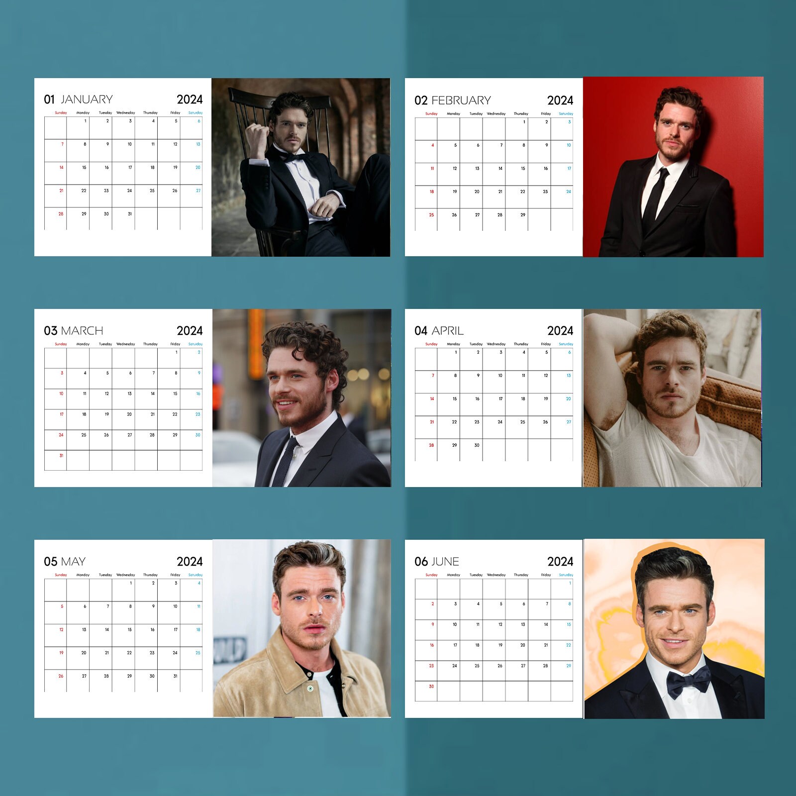 Richard Madden Calendar 2024, Celeb Calendar, Richard Madden 2024 Celebrity Wall Calendar sold