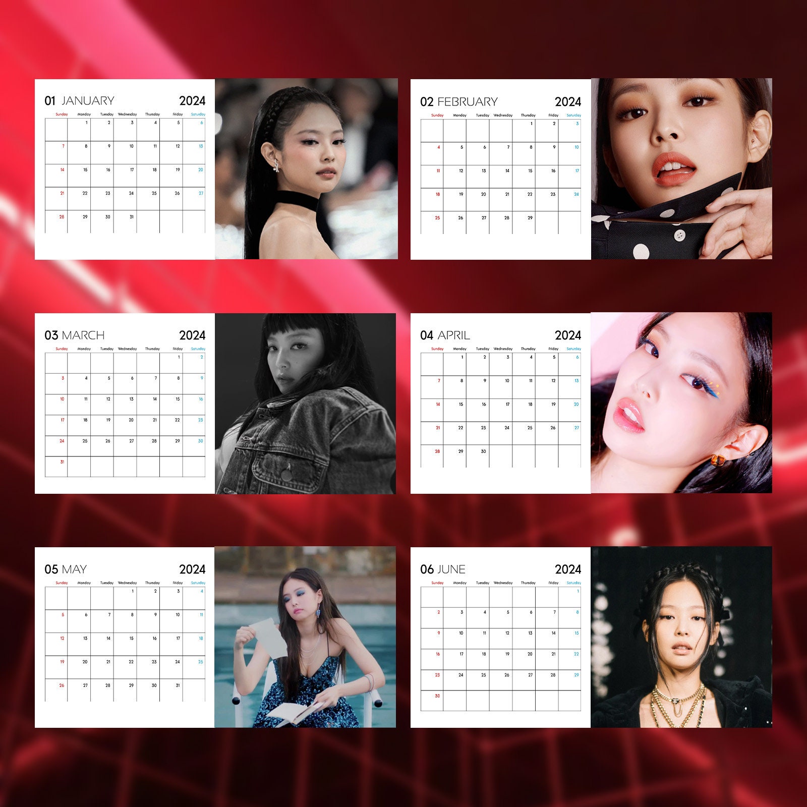 Jennie Calendar 2024 Jennie 2024 Celebrity Wall CalendarBlackpink