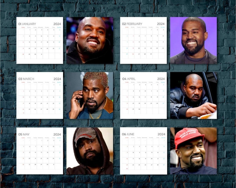 Kanye West Calendar 2024, Celebrity Calendar, Kanye West 2024 Wall