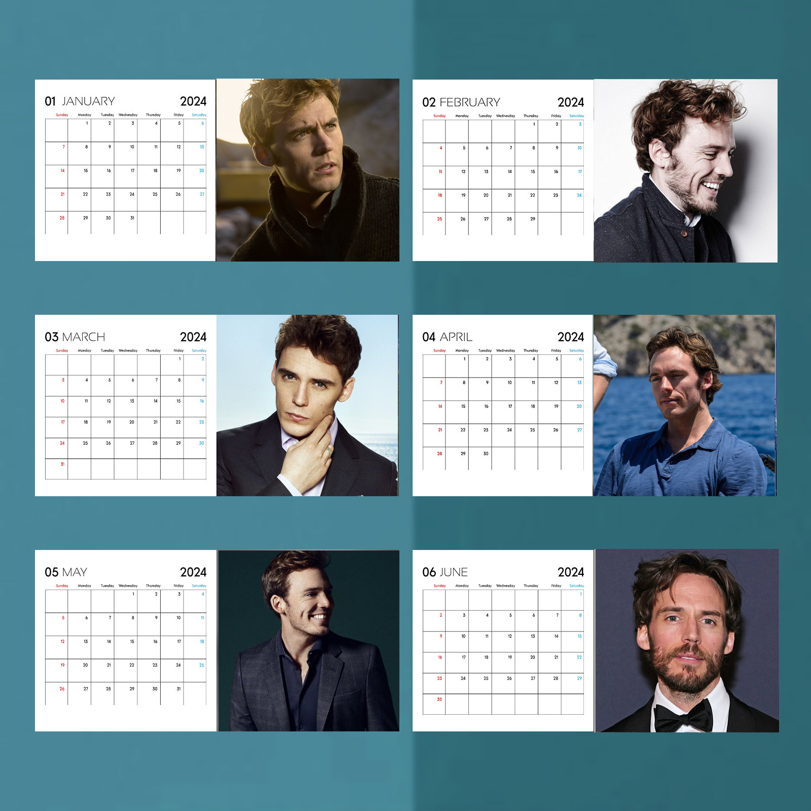Sam Claflin Calendar 2025, Sam Claflin 2025 Celebrity Wall Calendar