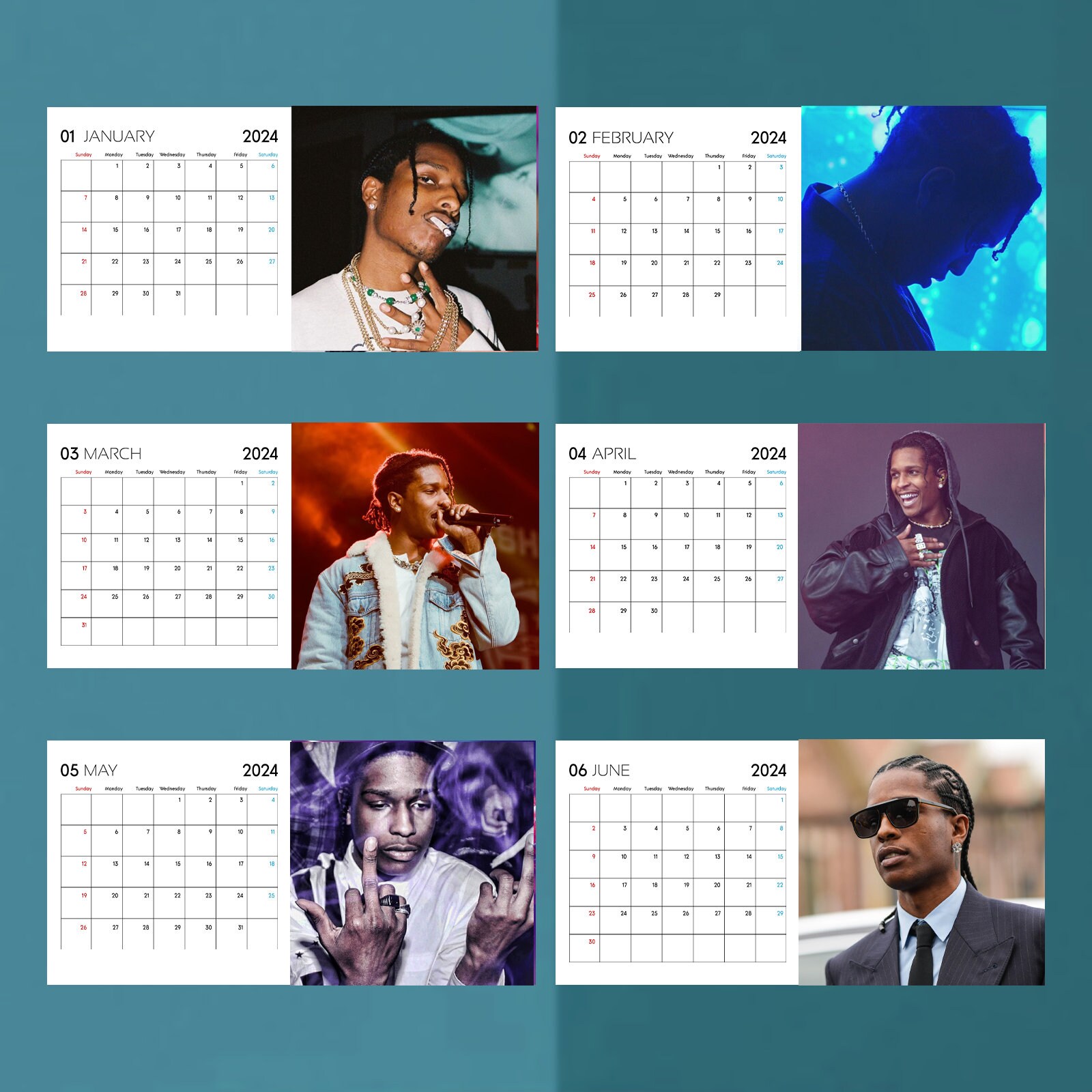 ASAP Rocky Calendar 2024, Celebrity Calendar, ASAP Rocky 2024 Wall