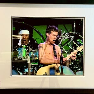 Eddie Van Halen & Alex Van Halen Signed 8 x 10 framed