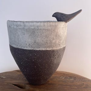 Vase with bird - handmade ceramics