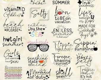Summer Svg Bundle, Beach Quotes PNG SVG, Summer Cut Files, Png, Svg, Beach Svg, Vacation Svg, Summer Quotes PNG