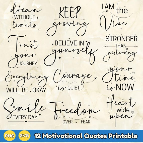 Motivational Svg Bundle, Positive Svg Bundle, Motivational Png File, Inspirational Svg Bundle, Png Svg File
