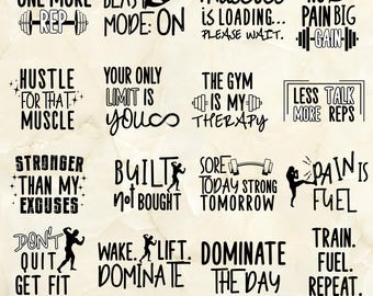 Gym Svg Bundle, Workout Bundle, Fitness Motivation Svg, Instant Download, Sport Svg Bundle, Exercise Svg