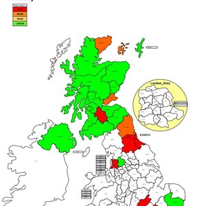 UK Map Tracker nach Postleitzahl editierbare anpassbare Verkaufsdaten Heat Map