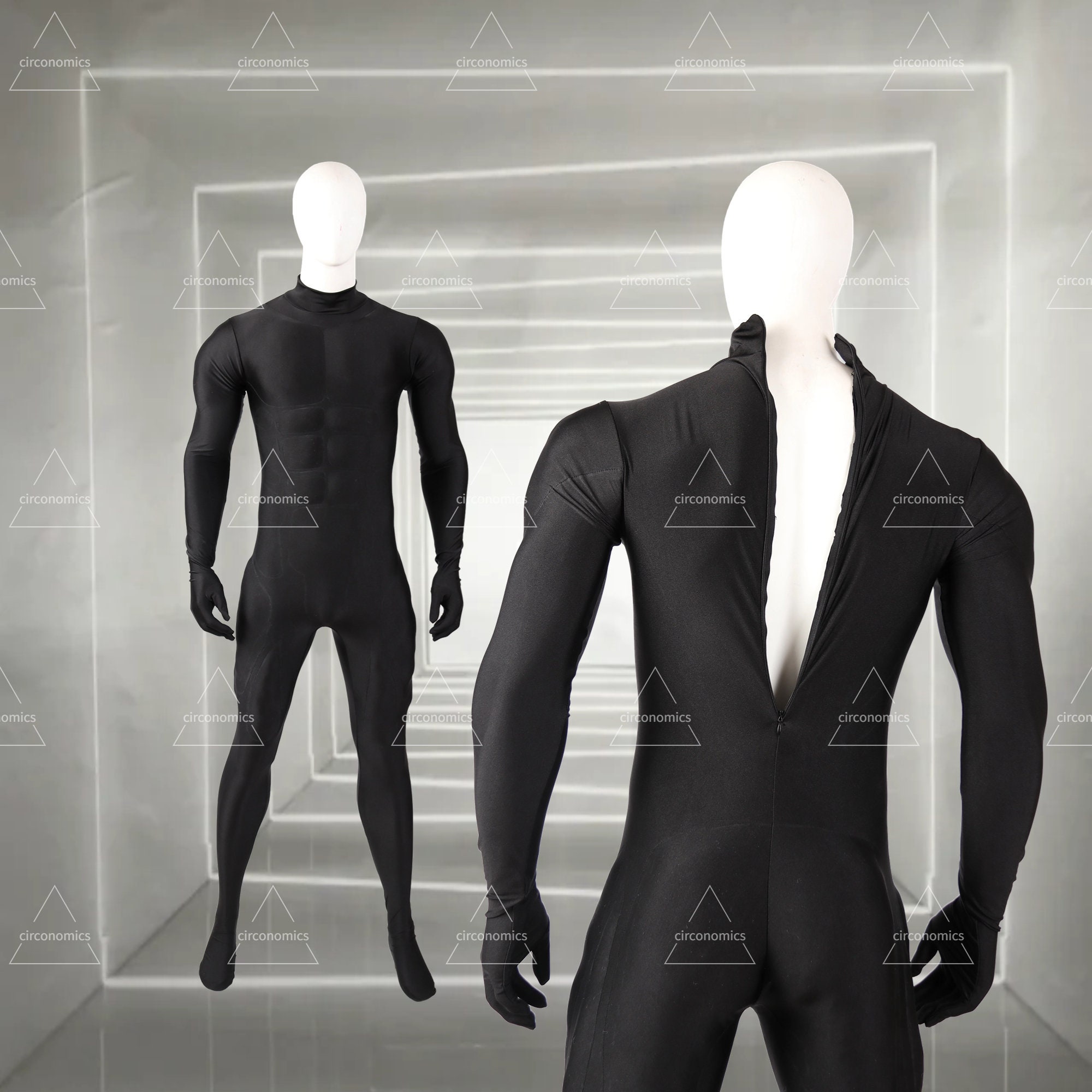 Black Muscle Suit, Muscle Shape Zentai Bodysuit, Halloween Cosplay