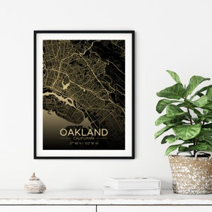 Oakland CA Karte Print, Kalifornien druckbare Karte, Oakland Kunst Poster, Dekoration digitale Datei, Oakland Wand Kunst Karte von Oakland Bild 3