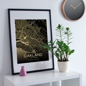 Oakland CA Karte Print, Kalifornien druckbare Karte, Oakland Kunst Poster, Dekoration digitale Datei, Oakland Wand Kunst Karte von Oakland Bild 5