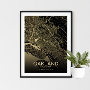 Oakland CA Karte Print, Kalifornien druckbare Karte, Oakland Kunst Poster, Dekoration digitale Datei, Oakland Wand Kunst Karte von Oakland Bild 1