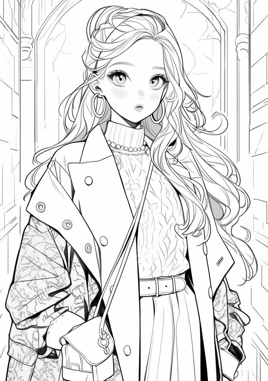 Coloring Page, Pretty Young Girl, Fashion Drawing, Fashion Victim, Teen ...