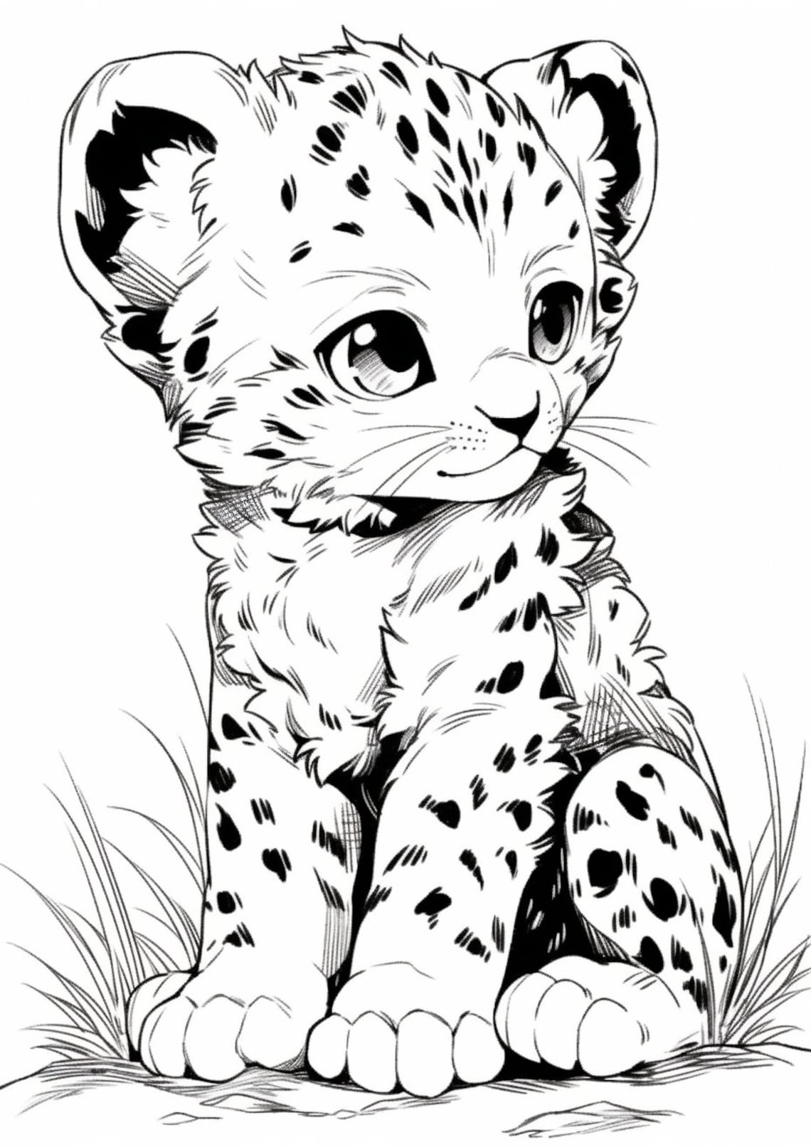 Coloring Page, for Child, Baby Leopard - Etsy