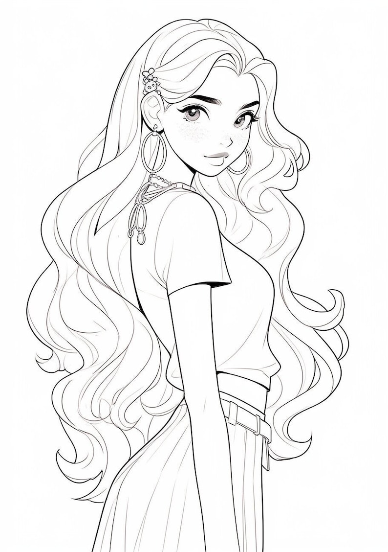 Coloring Page, Pretty Young Girl, Fashion Drawing, Fashion Victim, Teen ...
