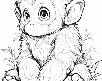 Coloring page, for Children, Baby Gorilla