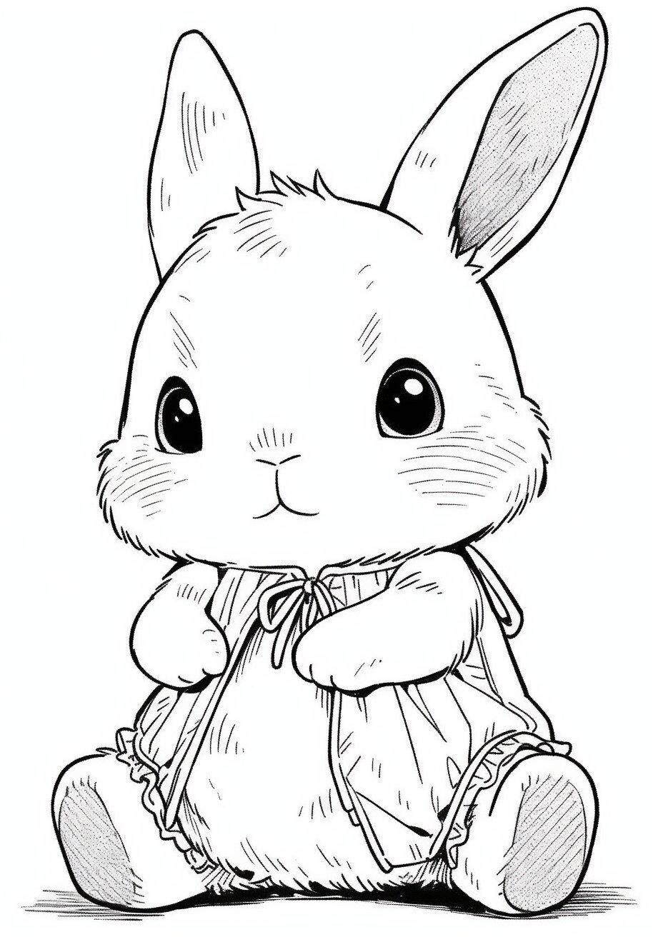 Cute Baby Bunnies Coloring Pages