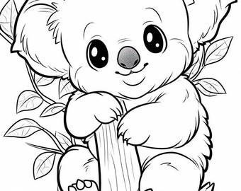 Pagina da colorare, per bambini, Baby Koala